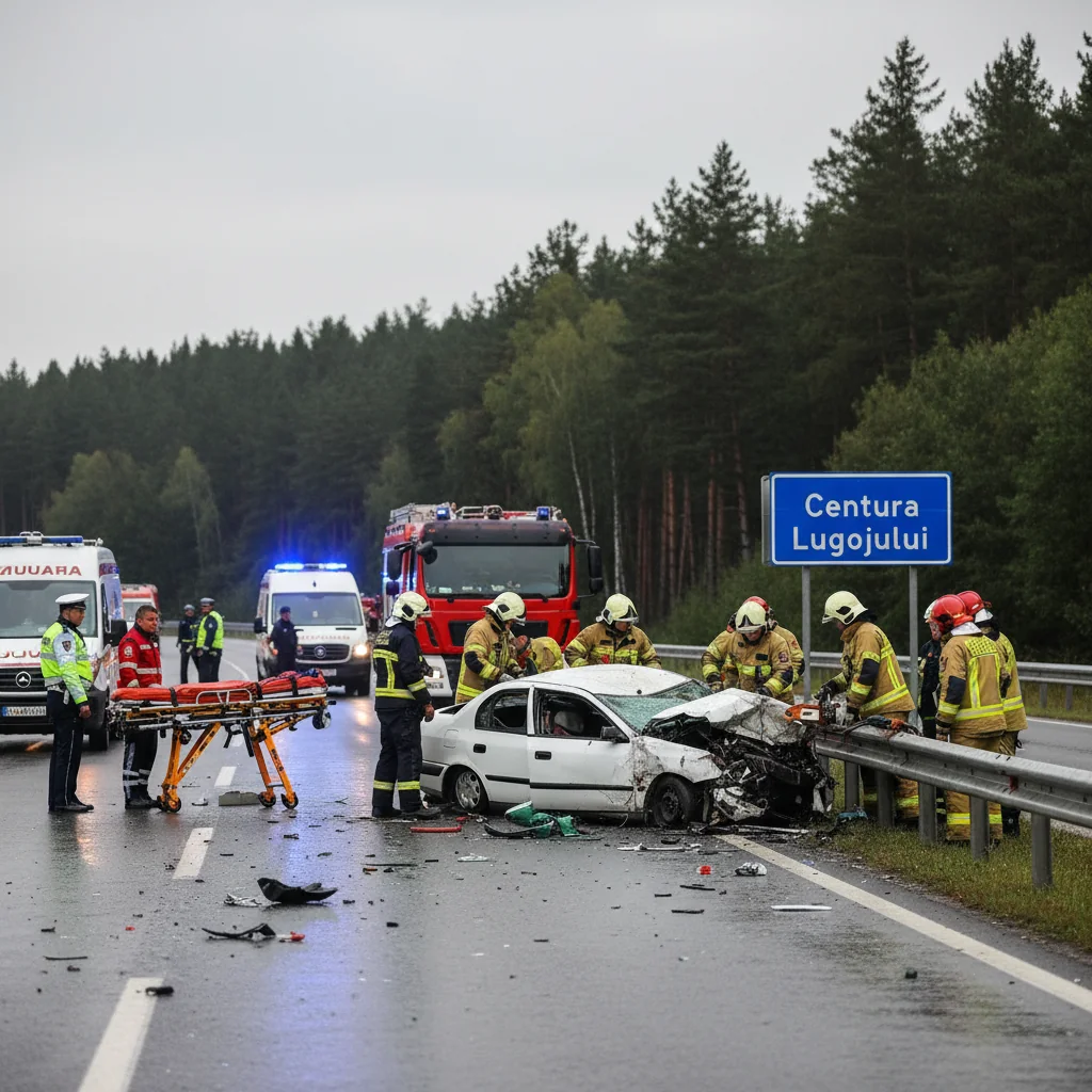 Accident rutier cu victimă încarcerată pe centura Lugojului, anunțat de autorități din Timișoara