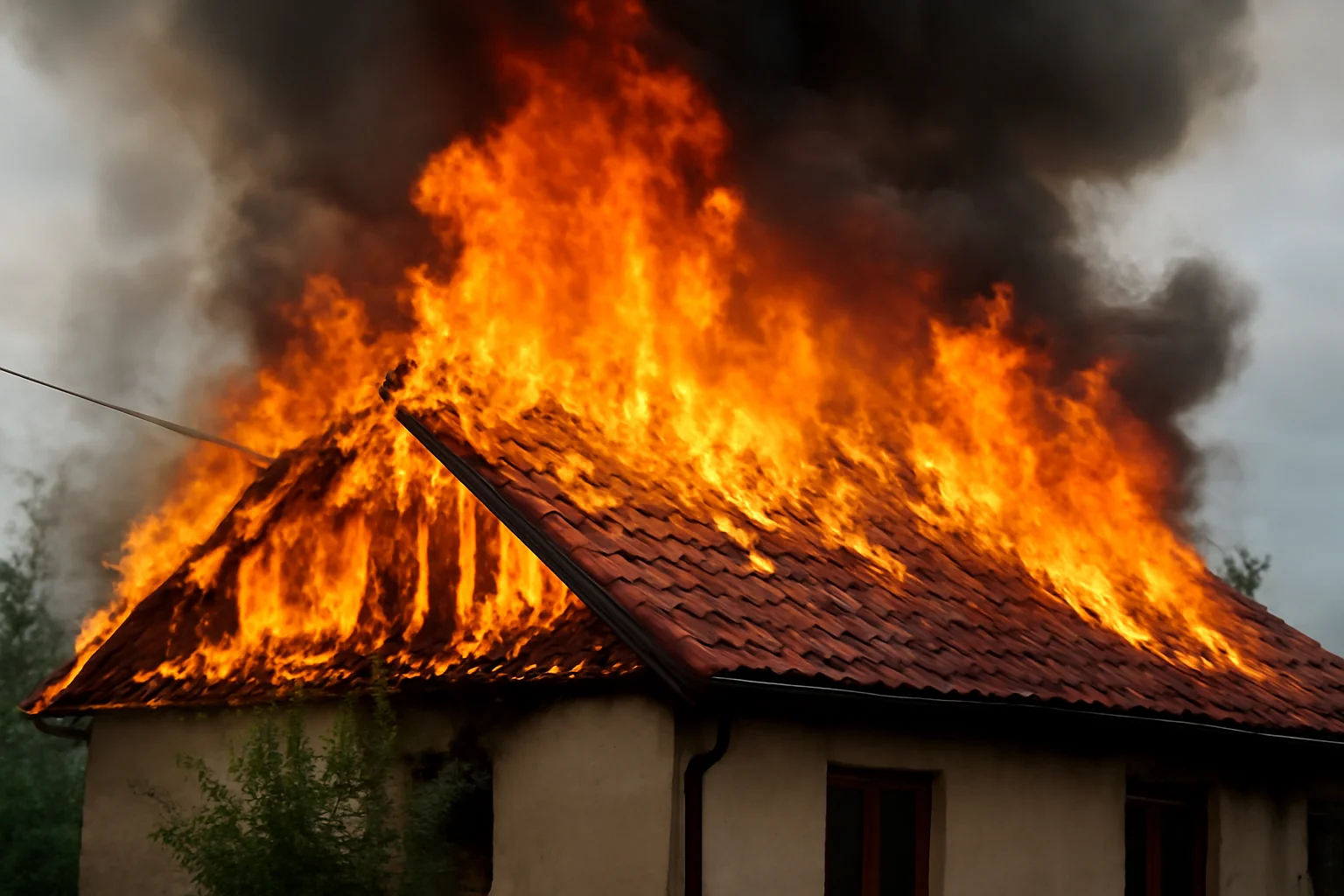 Acoperișul unei case mistuit de flăcări în urma unui puternic incendiu în comuna Șag, miercuri după-masă