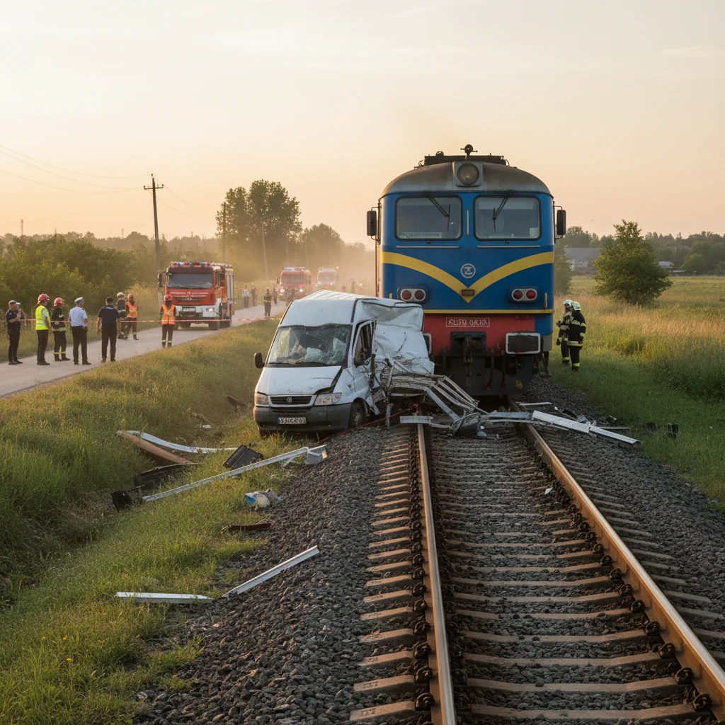 Autoutilitară implicată într-un accident cu trenul pe linia Timișoara – Buziaș – Lugoj