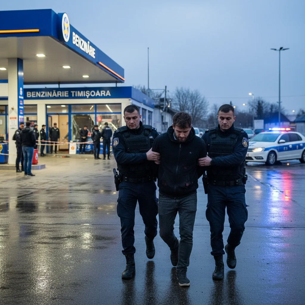 Bărbat reținut la Timișoara, suspectat de jaful armat de la o benzinărie