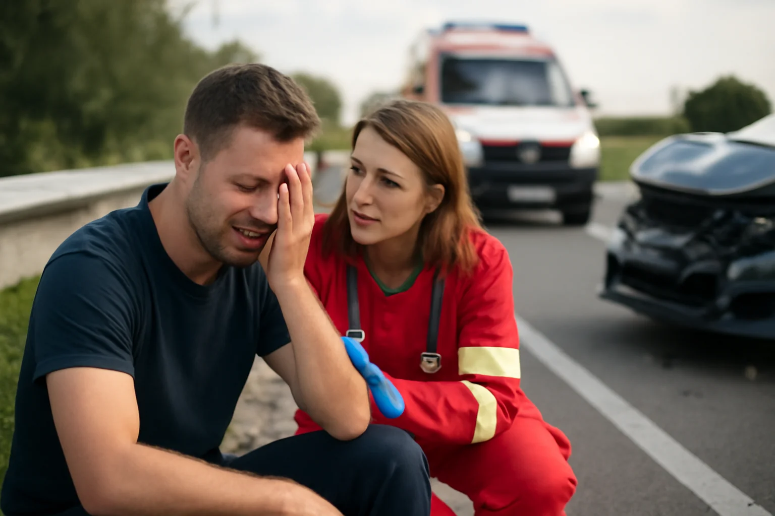 conducător auto ajuns la spital după impact cu un vehicul intrat pe sens opus