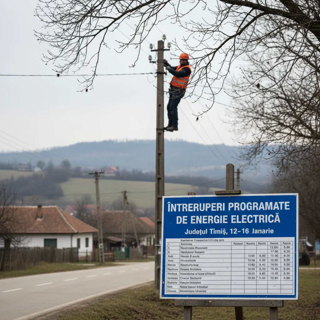 Întreruperi programate de energie electrică în Timișoara și județul Timiș, în perioada 12–16 ianuarie