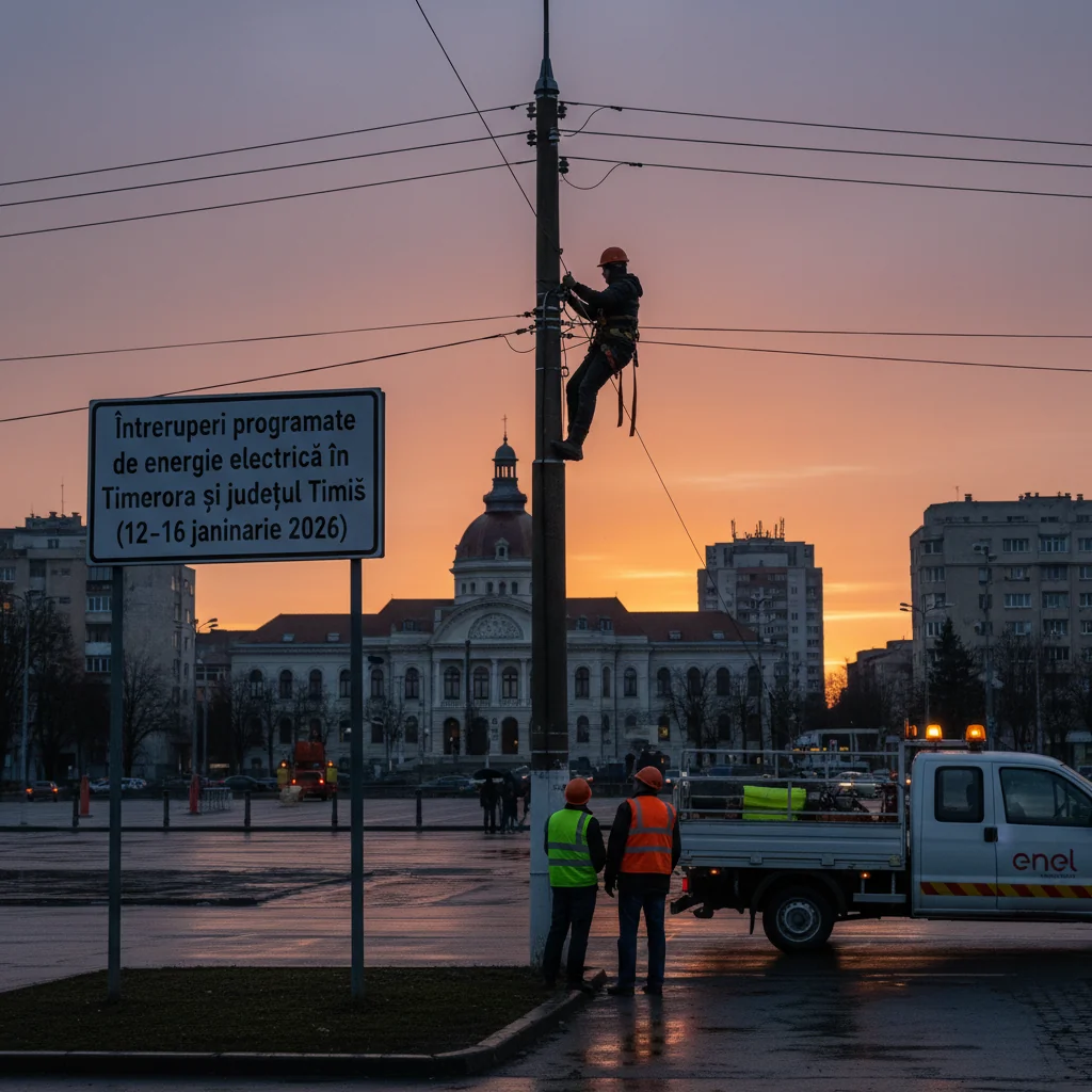 Întreruperi programate de energie electrică la Timișoara și în județul Timiș între 12 și 16 ianuarie 2026