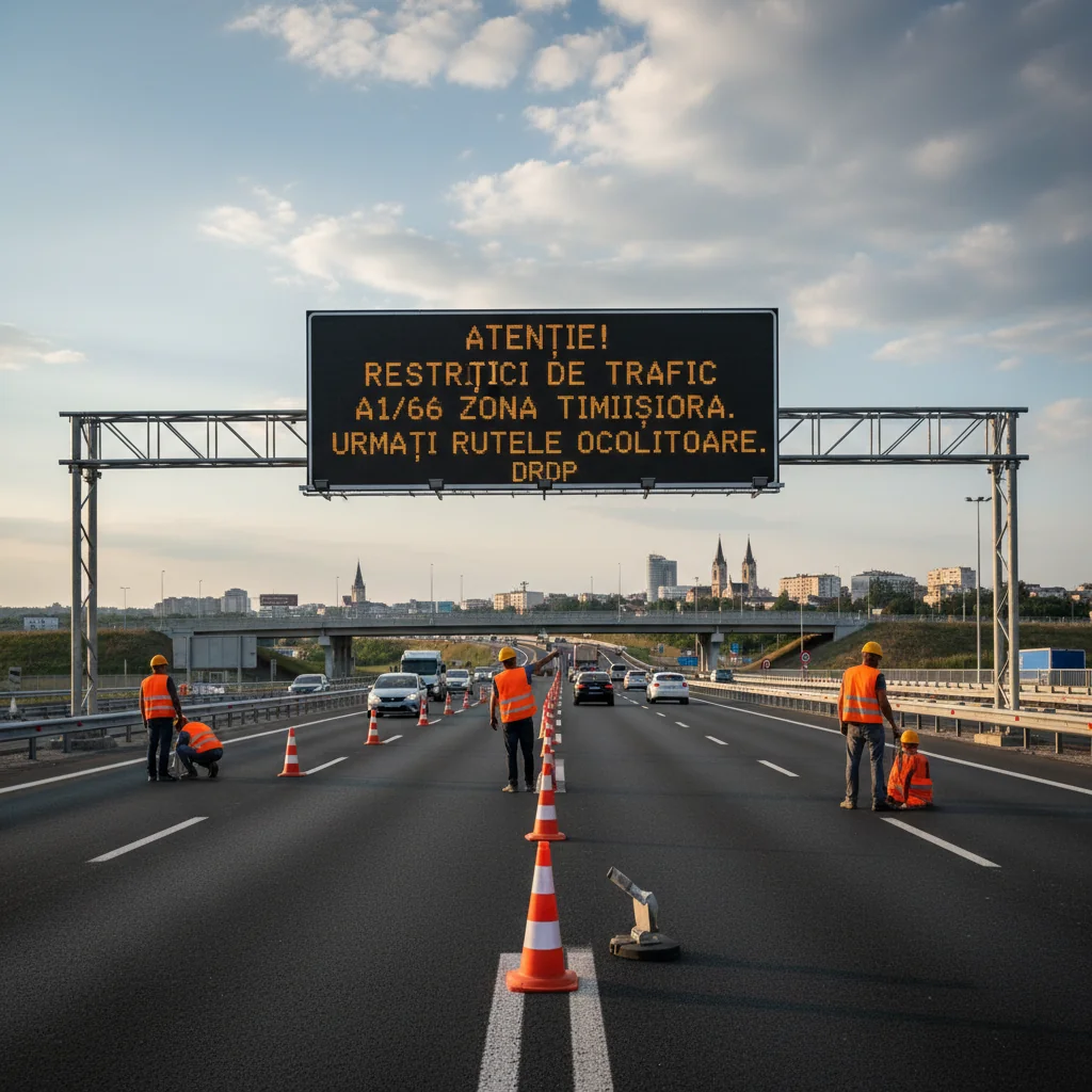 Lucrări programate pe autostrăzile A1 și A6 în zona Timișoara: restricții de trafic anunțate de DRDP
