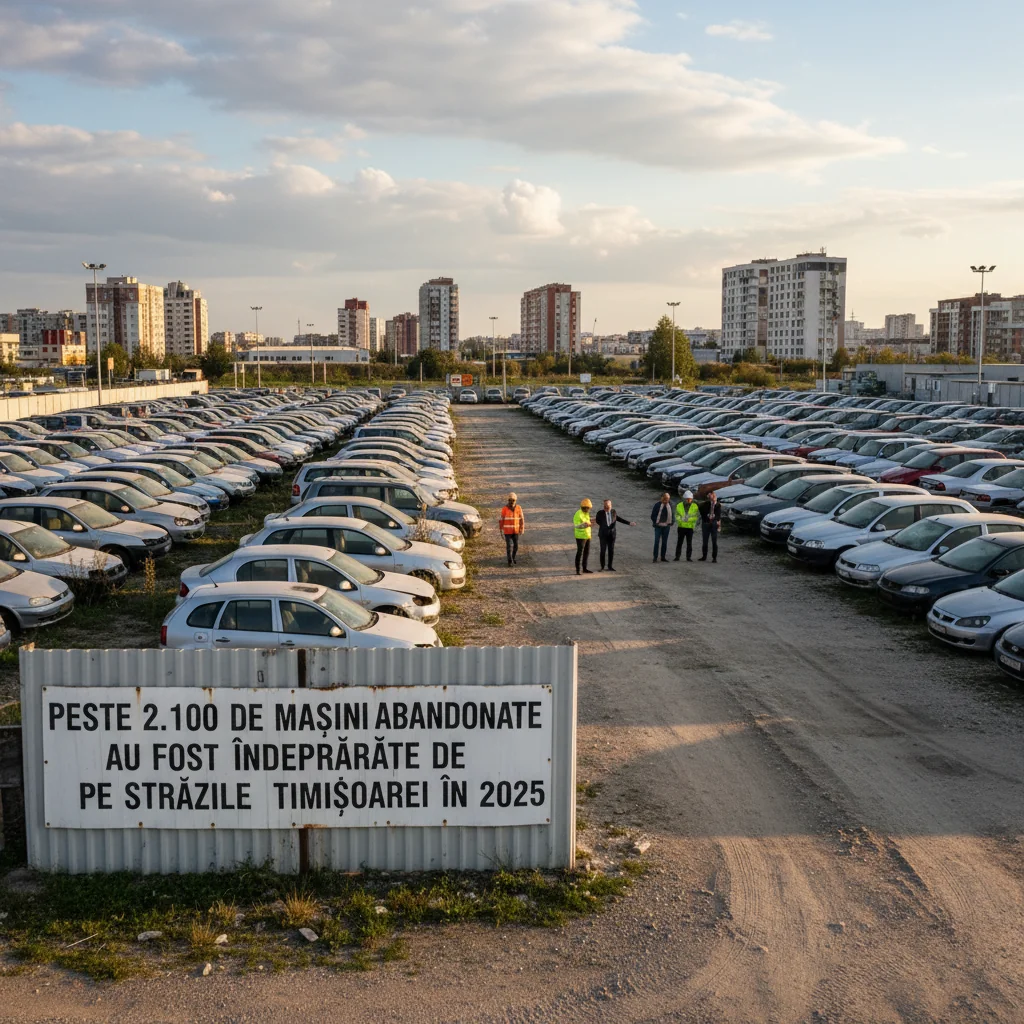 Peste 2.100 de mașini abandonate, îndepărtate de pe străzile Timișoarei în 2025