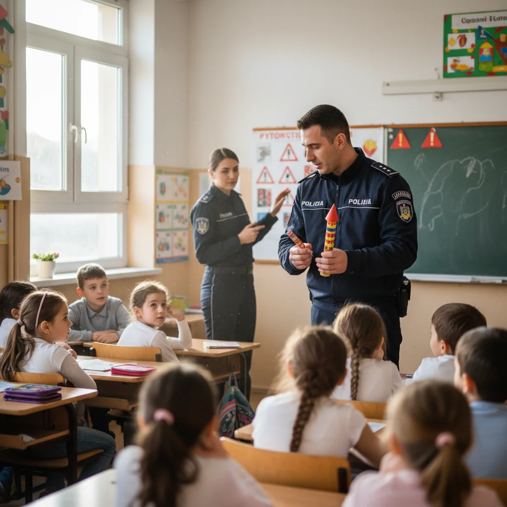 Poliția Timiș organizează campanie în școli privind folosirea petardelor și artificiilor