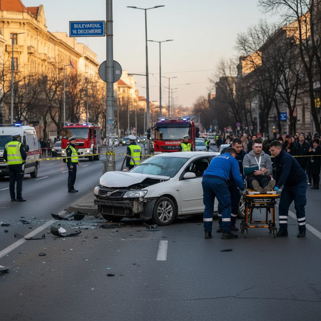 Tânăr rănit și transportat la spital după un incident rutier pe 16 Decembrie din Timișoara