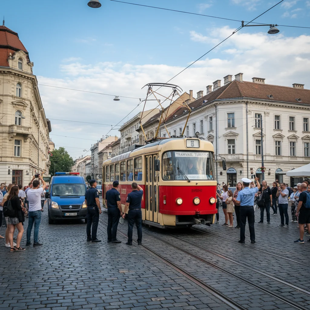 Tramvaiul Turistic, oprit în Piața Maria – trafic blocat în zona centrală
